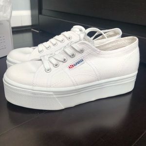 Women’s white superga platform shoes